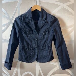 Patrizia Pepe Dark Navy Lightweight Cotton Safari Blazer